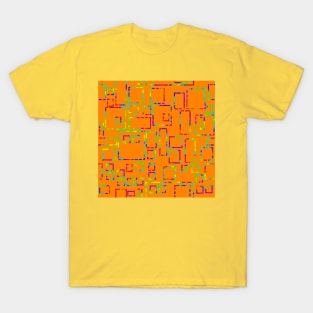 Rainbow Blocks on Orange T-Shirt